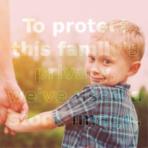 Stock image of child obscured for privacy family testimonial